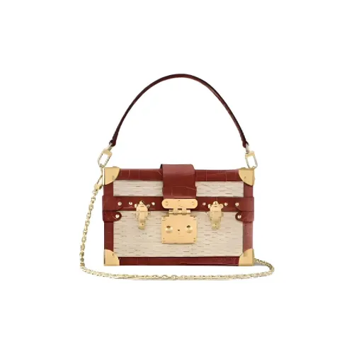 LOUIS VUITTON PETITE MALLE Модная сумка маленькая женская бежевая и красная