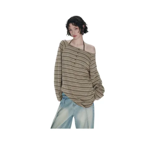 ANNACHIC Khaki Stripes Женские T-рубашки