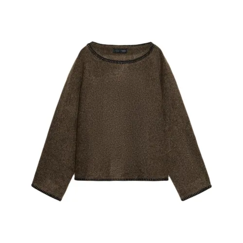 ZARA Коричневый Темно-Серый Коричневый Женский Трикотаж