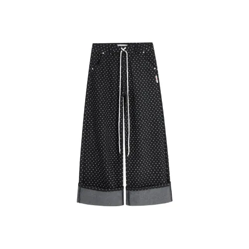 QEWBG Черный Драпированный Унисекс Повседневные Штаны