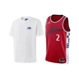 Белая короткая футболка с короткими рукавами + красная футболка