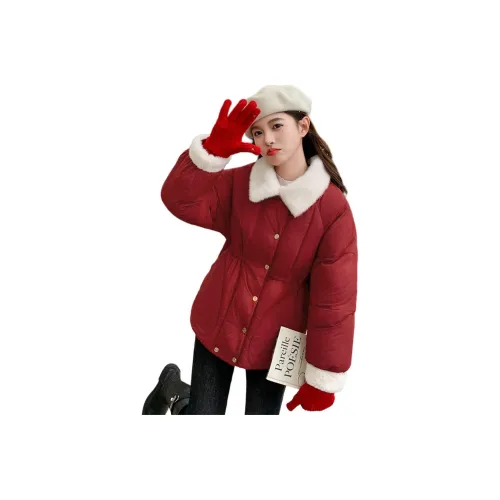 Langqing Красный Бесплатная доставка Бренд Наклеенный Женские Пуховики