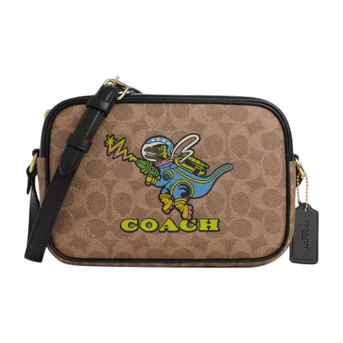 COACH Покрытый холст Сумка через плечо Средняя Женская Коричневая