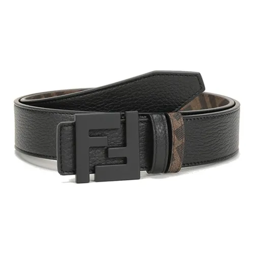 FENDI Кожаные ремни Мужской Черный Коричневый Ширина 3,5CM