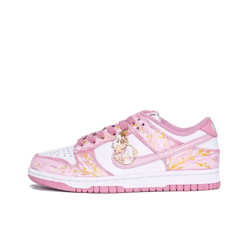 Nike Dunk Аbrasion Resistant Низкие Кроссовки для скейтбординга Унисекс Золото Розовый