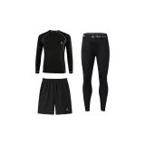 Черный стандартный комплект из трех предметов (топ с длинным рукавом + штаны + шорты)