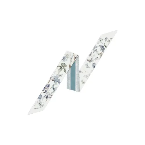 DIOR Шарфы из шелка тутового дерева Унисекс Белый Дальний Небесный Синий