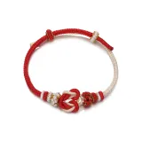 Браслет-шнурок с сердцем и узлом - красный и белый