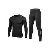 Стандартный комплект из двух предметов [Черный топ + Черные штаны с логотипом Icebreaker в виде буквы]