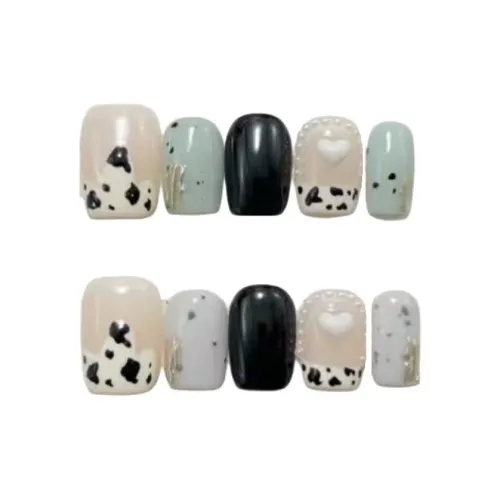 LIANJING [Нефритовый Cycle] Ручная работа Фальшивая Погоня Укороченный Градиентный Ледяной Прозрачный Лак для ногтей с Жемчужным Сердцем 22 мм Квадратный