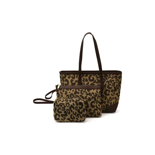 CHINLLO ПУ (полиуретан) Combo Set Стандартный Женский Гусиная лапка Кофейный цвет В клетку Кофейный цвет Кофейный цвет с леопардовым принтом