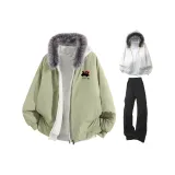 Горох Зеленый+Белый Фотиния Серый Свитшот+Черные Штаны