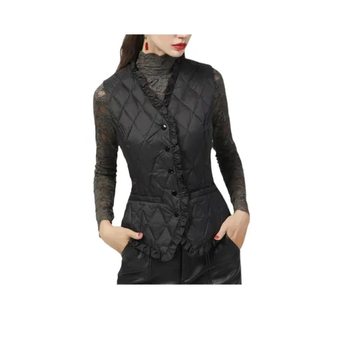 FAVMARTHA Черный Женский Пуховый жилет