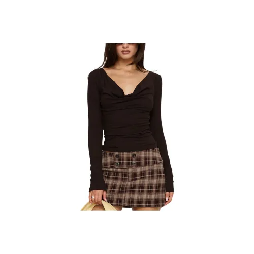 PRINCESS POLLY KAMMY Длинный рукав с воротником-стойкой Трикотажный топ Женский