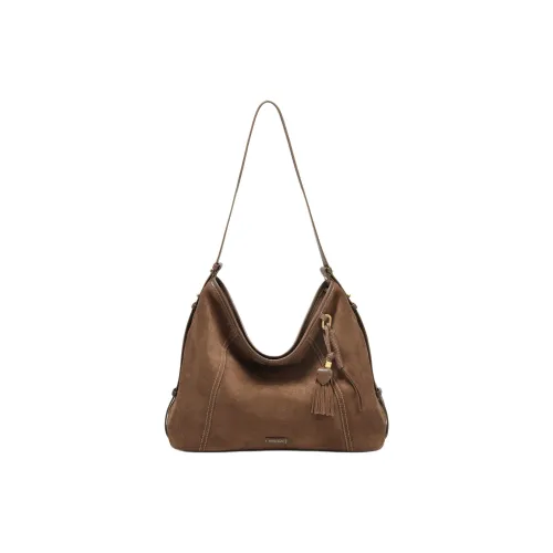 BELLE Коровья кожа Сумка через плечо Большая Женская Кофейная