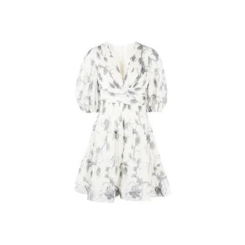 Zimmermann Белый Женские Короткие Платья с Короткими Рукавами
