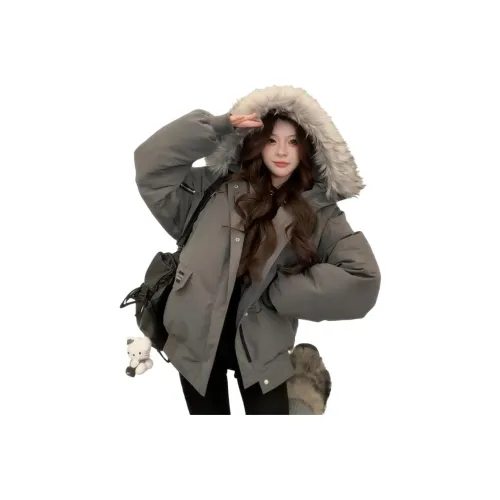 DYYPC Серый хлопковый пуховик Женские пуховики (пуховики)