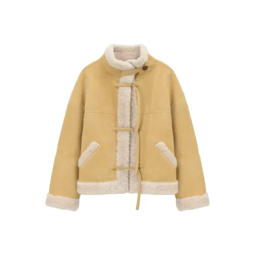 MISHOW Желтый Пальто Женские Меховые изделия