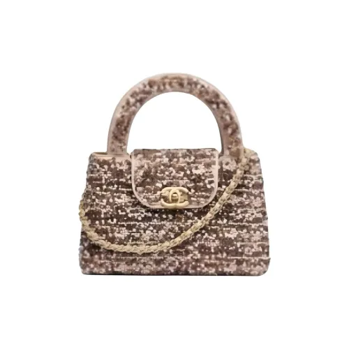 Chanel Стеклянные бусины Одно плечо Сумка Мини Женская Золотисто-коричневая