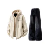 Абрикосовый топ + черные штаны