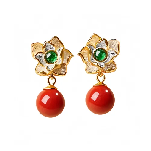 YOAR Серьги-гвоздики из киновари женские