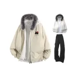 Хаки + Белый Фотиния Серый Свитшот + Черные Штаны