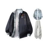 Темно-синий синий + светло-синий рубашка + светло-серые штаны