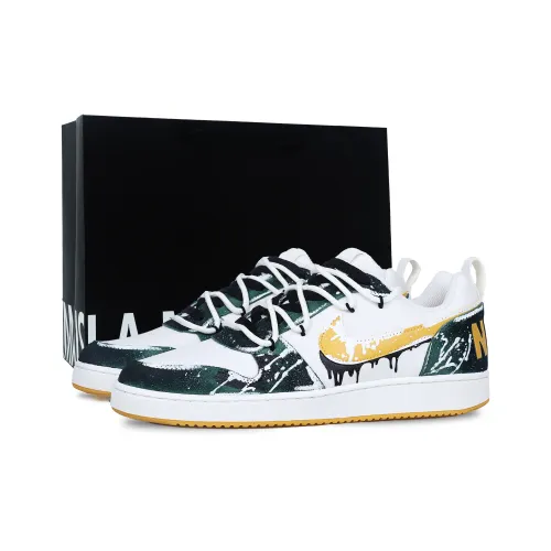 Nike Court Borough Покрытие Поддержка Низкий Топ Скейтборд Кроссовки Мужские Белый Зеленый Желтый