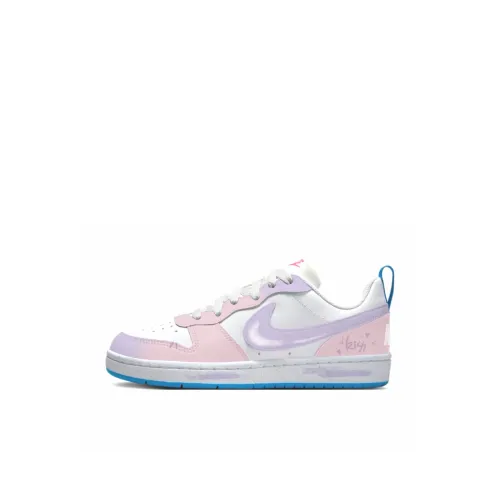 Nike Court Borough Фиолетовая мечта Kiss Противоскользящие Устойчивые к истиранию Низкие Кроссовки для скейтбординга Розовый Детский