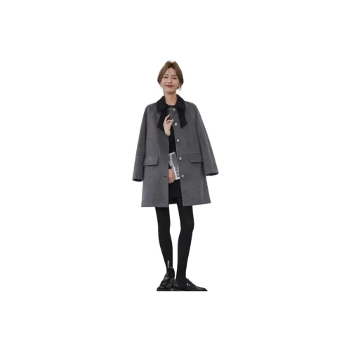 Langqing Серый Бесплатная доставка Бренд Наклеенный Женское пальто