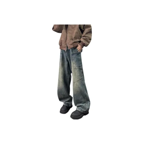 GMTK Винтажные синие регулируемые мужские джинсы с высокой посадкой