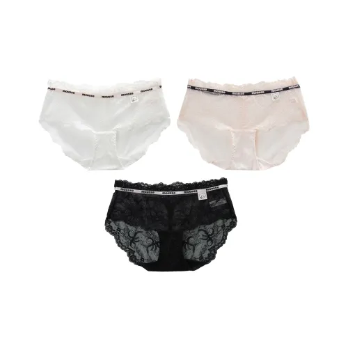 GUKOO Прозрачный Розовый + Жемчужный Белый + Черный Женские Трусики-Бикини