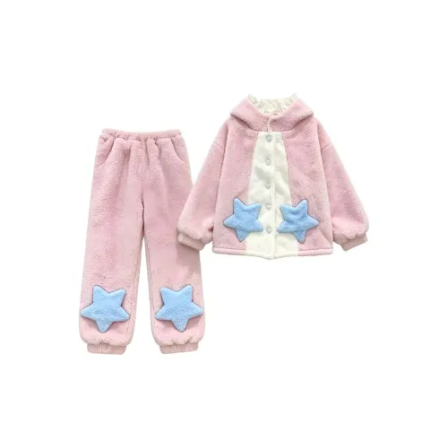 MUQINGQING Розовая звезда Комплекты одежды Женские Пижамные комплекты