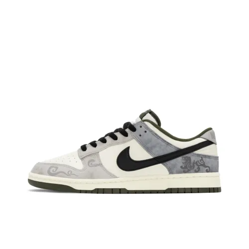 Nike Dunk Китайский стиль The Источник OF Simplicity Устойчивые к истиранию Низкие Кроссовки для скейтбординга Мужские Черный Серый Белый