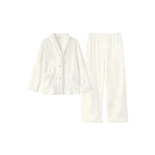 WANANNI Абрикос Белый Женский Пижамный Комплект