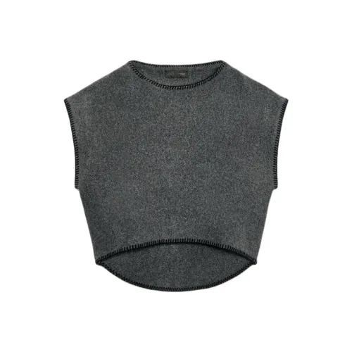 ZARA Женские майки темно-серого цвета