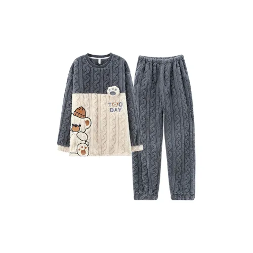 Gongdie Темно-серый мужской пижамный комплект