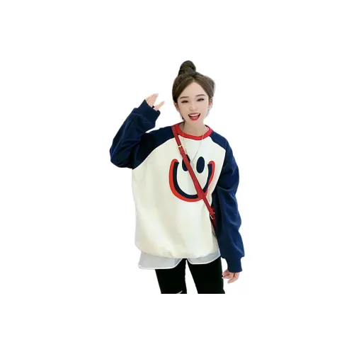 Langqing Красный Смайлик Топ Бесплатная доставка с Wangqing Бренд Наклеенный Женские Свитшоты