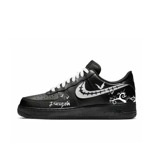 Nike Air Force 1 Черный воин Черный Bat Устойчивый к истиранию Баланс Низкий топ Кроссовки для скейтбординга Унисекс Черный Серебряный