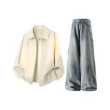 Абрикосовая куртка + желтые грязные штаны