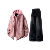 Вишневый цветок Розовый топ + черные штаны