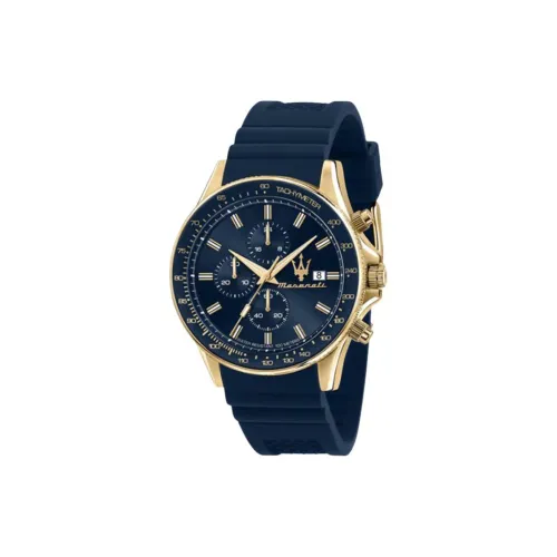 Maserati Мужские часы Кварцевый механизм Силиконовый ремешок 44 мм Черный циферблат