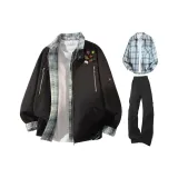 Чёрная+Светло-Синяя Рубашка+Чёрные Штаны