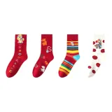 4 пачки мультяшных носков, стиль B [подарочный набор в коробке]