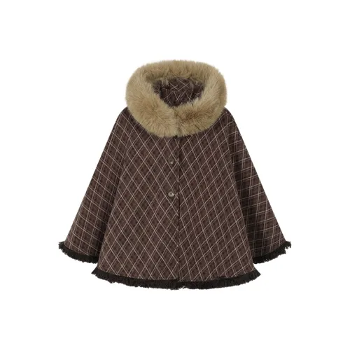 AooRaa Коричневый Клетчатый Женские Плащи