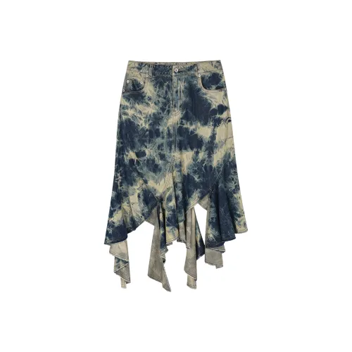 UOOYAA Джинсовые длинные юбки с принтом женские