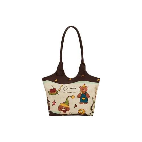 Juju Jimmy Холст Плечевая сумка Стандартная Женская Коричневая