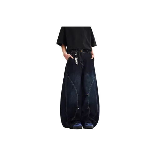 YIWANSHIDUO Blue Unisex Jeans YIWANSHIDUO Синий Унисекс Джинсы