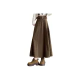 Кофейный утолщенный твидяная юбка