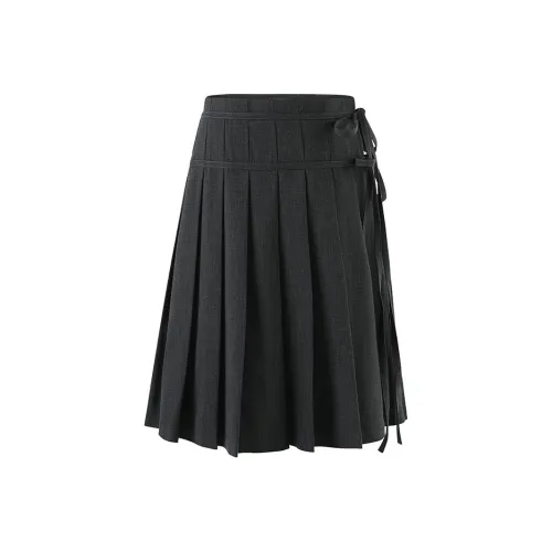 DITB Темно-серый Женская Повседневная Длинная Юбка